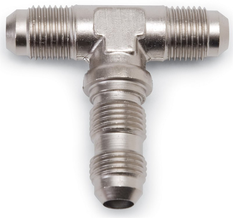 Russell Automotive Coupler Fitting 661301 -3 AN Male; Tee Bulkhead; Aluminum; EnduraShine Silver; Single