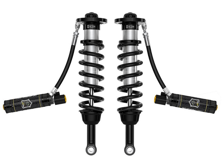 Fits 2024-2024 Toyota Tacoma Icon Vehicle Dynamics Coil Over Shock Absorber 58780E 2.5 Series; Electronic Adjustable Valving; 1-1/4 To 3 Inch Lift; Pigtail Spring; Black/Gray; With Remote Reservoir; Set Of 2