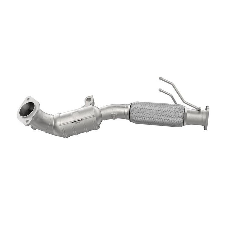 Fits 2015-2020 Ford Edge Walker Exhaust Catalytic Converter 16959 Ultra Direct-Fit; Small Oval Stainless Steel Case; Single 2.69 Inch 2-Bolt Welded Flange; Single 2.35 Inch 2-Bolt Welded Flange; 5-1/4 Inch Body Length/27.87 Inch Overall Length