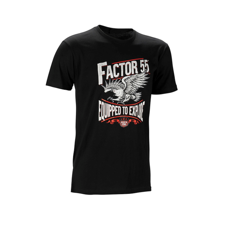 Factor 55 T Shirt 40855 AMERICA; Men; 3 Extra Large; Short Sleeve; Black; 90 Percent Cotton/10 Percent Polyester