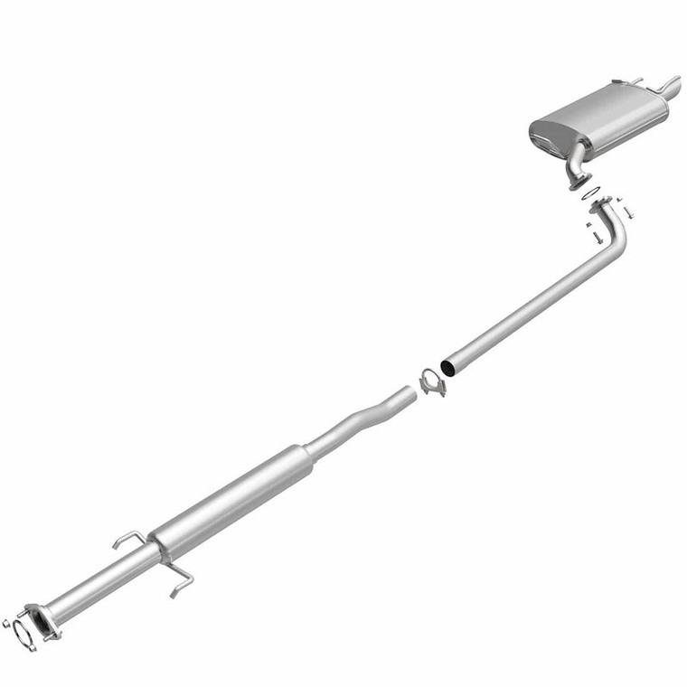 BRE Exhaust Exhaust System Kit 106-0274 Direct-Fit Exhaust Series Cat-Back System; Aluminized Steel; With Mufflers; 2-1/4 Inch Pipe Diameter; Single Exhaust With Single Exit; Rear Exit; Without Tips