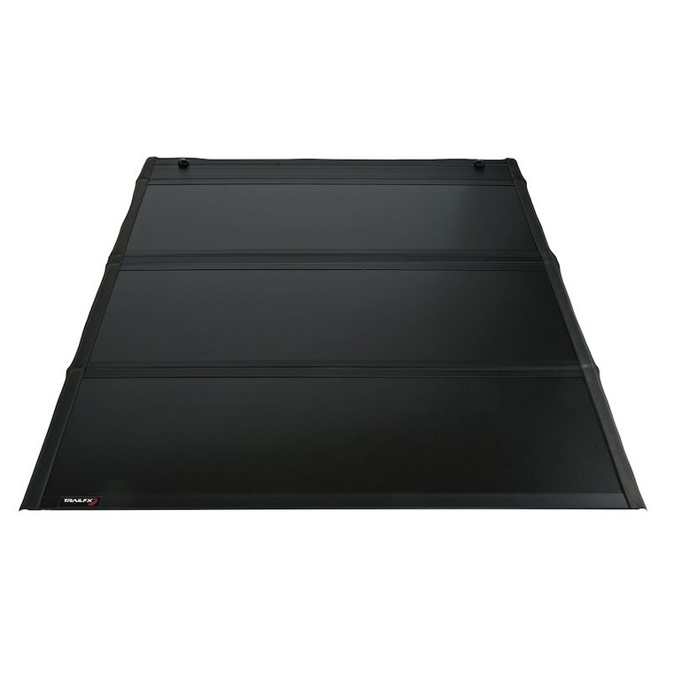 TrailFX Tonneau Cover TFX5711 TFX Premium Flush Tri-Fold; Hard Folding; 2 Folds/3 Panels; 3 Riding Positions; Lockable; Black; Aluminum; With Carpeted Under Panels