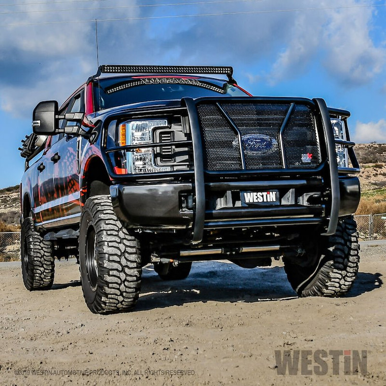 Westin Automotive Grille Guard 57-4100 HDX; 1-Piece; Polished; Stainless Steel; With Brush Guard; Without Skid Plate; With Full Punch Plate; With Mounting Kit