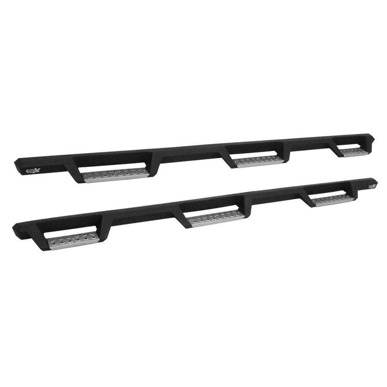 Westin Automotive Nerf Bar - Truck Wheel To Wheel 56-5345852 HDX; With Drop Down Steps; With Bed Step; 3 Inch Square Straight; Powder Coated; Black; Stainless Steel; With Welded End Caps; Rocker Panel Mount