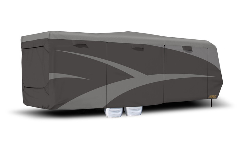 Designer SFS AquaShed Toy Hauler Trailer Cover | For 28-30 Foot Length Trailer | Moderate Weather Protection | Breathable/Water Resistant | UV Protection | Two-Tone Gray