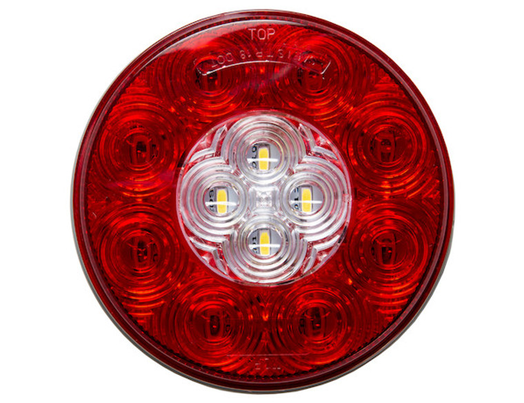 Buyers Trailer Light 5624130 Stop/Turn/Tail/Backup Light; LED; Round; Clear/Red Lens; 4.33 Inch Diameter x 0.94 Inch Depth; Stop/Turn/Tail And Backup Light; Clear Polycarbonate Lens; Polycarbonate Housing