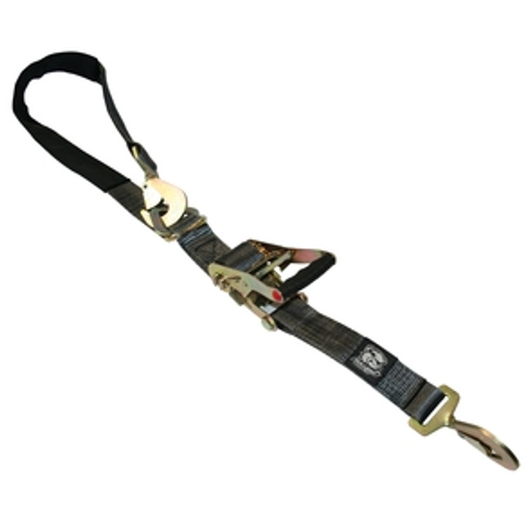 Bulldog Whes Tie Down Strap Ratchet 20229 3335 Pound Working Load Capacity/10000 Pound Breaking Load Capacity; 2 Inch Width x 10 Foot Length; Polyester Webbing; Black; Single