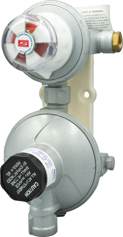 Suburban Mfg Propane Regulator LP-R528B Automatic Changeover; With Shut Off Valve; Single Stage; 450000 BTU Per Hour; Without Hose; With Mounting Bracket/Plastic Cover; Approved For RV Use