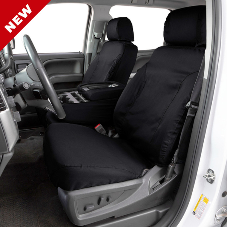 Covercraft Seat Cover SS2503WFBK SeatSaver; Seat Style C - Bucket With Adjustable Headrest; Heavy-Duty Waterproof Polyester; Black; Set Of 2