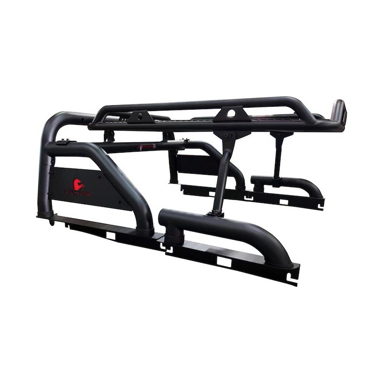 Black Horse Offroad Truck Bed Bar WRB-09BK Warrior; 3 Inch Diameter Tube Style; With Cargo Rack; Powder Coated; Black; Steel