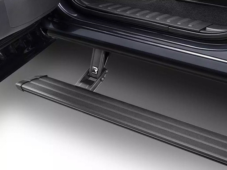 Amp Research Running Board 96255-01A PowerStep Vision; Textured; Black; Cast Aluminum; With Remote Operated LED Light System; Rocker Panel Mount; 600 Pound Load Capacity; 6 Inch Wide; With Mounting Hardware
