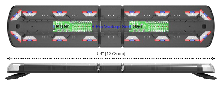Ecco Electronic Light Bar 12-51545-ED 12 Pro Vantage Series; LED Bulb; 54 Inch Length; 16 Red/Blue Ice Optic Dual Color LED