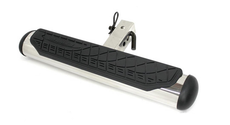 Go Rhino Truck Step 460PS Hitch Mount; Fits 2 Inch Receivers; 4 Inch Oval Tubular Step; Non-Extendable; Stationary; Polished; Stainless Steel; 24 Inch Width