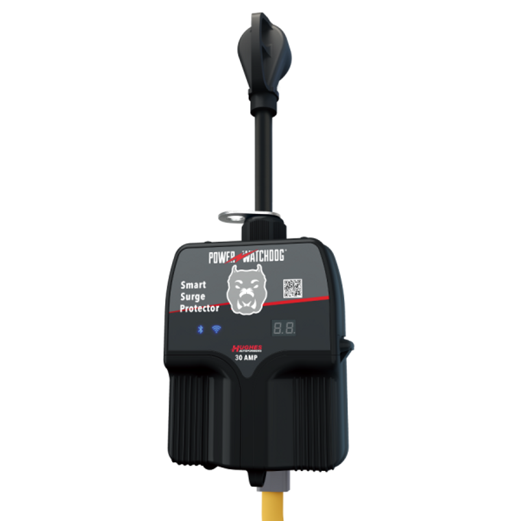 Hughes Auto Surge Protector PWD30W Power Watchdog Gen II; Portable; 30 Ampere Operating Current/120 Volt Operating Voltage/3600 Maximum Watt; 2300 Joules Of Advanced Surge Protection; Built-In Bluetooth And WiFi