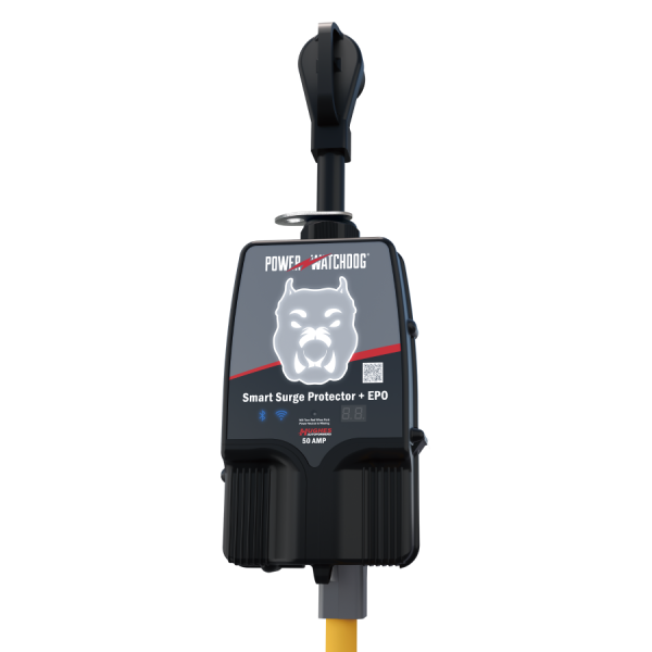 Hughes Auto Surge Protector PWD50EPOW Power Watchdog Gen II; Portable; 50 Ampere Operating Current/120 Volt Operating Voltage/12000 Maximum Watt; 4800 Joules Of Advanced Surge Protection; Built-In Bluetooth And WiFi