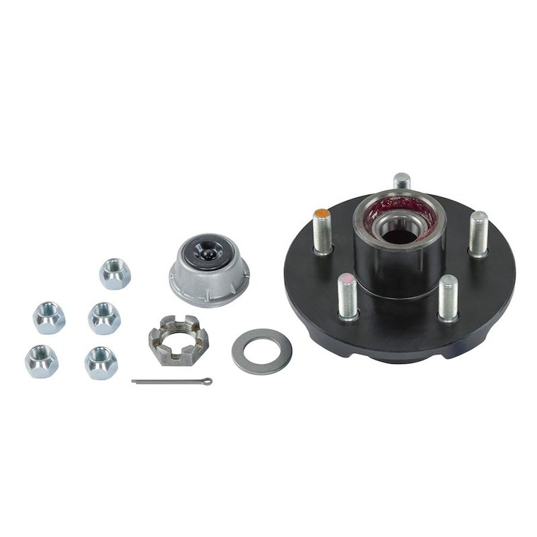 Lippert Components Trailer Axle Hub 2024013263 Fits Lippert 3500 Pound Idler Axles; 5 x 4-1/2 Inch Diameter Bolt Pattern; 3500 Pound Capacity; Electric Brakes; With Retail Packaging