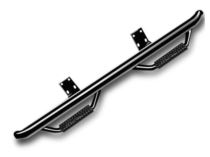 N-Fab Nerf Bar C1954RC Cab Length; With Drop Down Steps; 3 Inch Round Bent; Black Gloss Textured Powder Coated; Steel; Without End Caps; Rocker Panel Mount