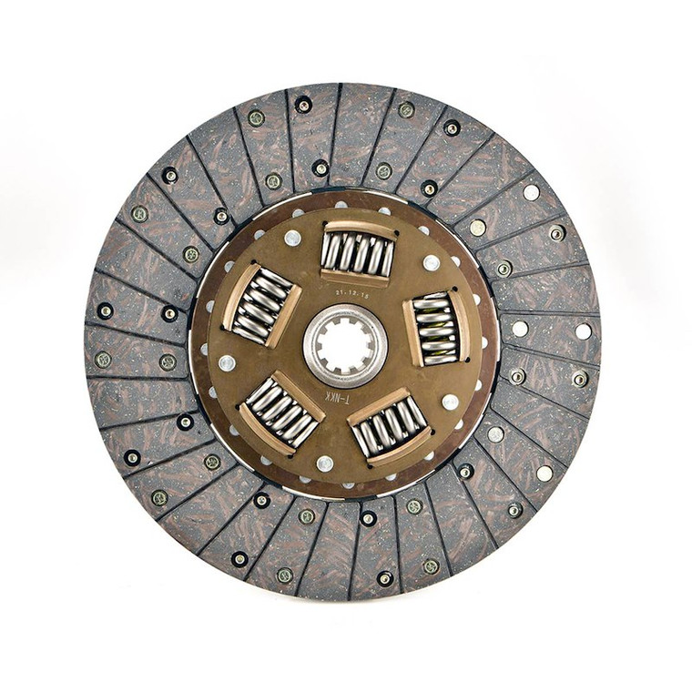 Fits 2012-2018 Jeep Wrangler JK Centerforce Clutch Disc 180737 CF Series; Single Disc; Full Face Design; 10-3/4 Inch Diameter; 1-1/8 Inch x 10 Spline Input Shaft; Sprung Hub; Organic Friction Material