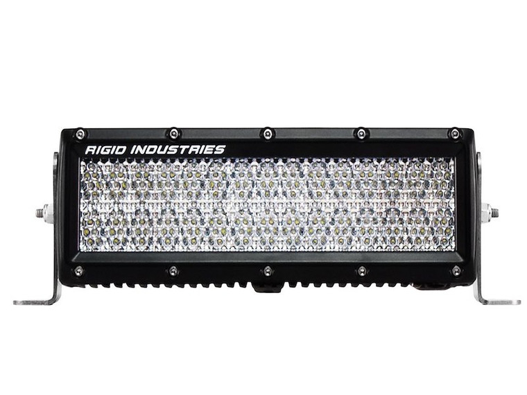 Rigid Lighting Light Bar 178513 E2 Series; 10 Inch Length; 206 Watt; 14.71 Amp Draw; Diffused Beam; 18810 Raw Lumens; 20-LED Clear Bulb; Clear Polycarbonate Lens; Black Housing With GORE Pressure Equalizing Vent; Surface Mount