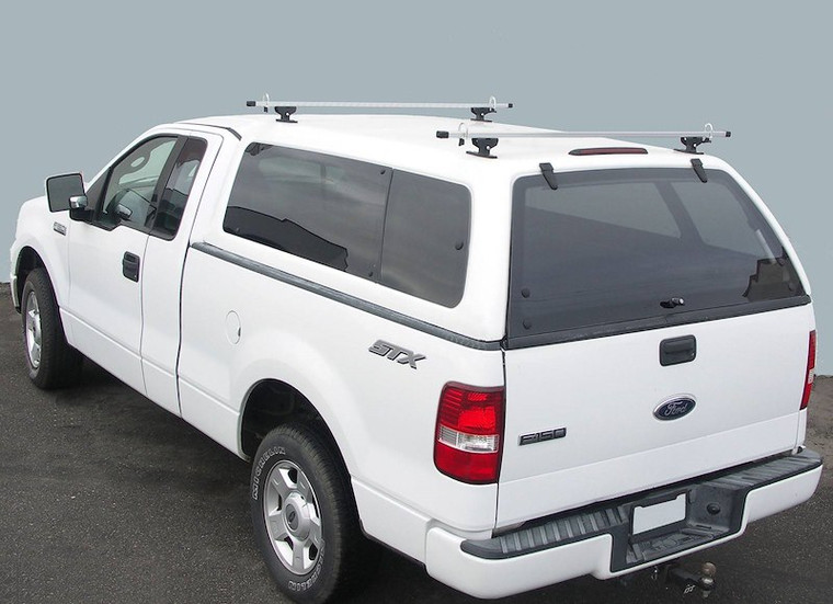 US Rack Truck Cap Roof Rack 82310042 Crosstopper; For Use With Truck Camper Shell; 250 Pound Weight Capacity; Brushed Aluminum Crossbar With Silver Powder Coated Steel Base; Set Of 2