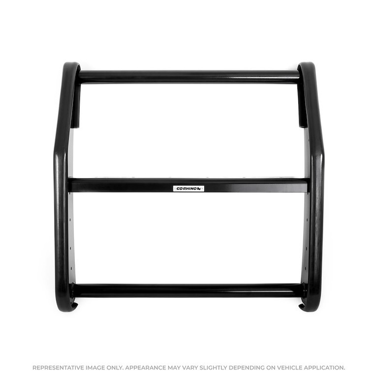 Go Rhino Safety Division Bumper Push Bar 5343 5000 Series; Powder Coated; Black; Steel; 3 Inch Diameter; Without Wrap Around Brush Guard; Without Light Mounting Holes; With Mounting Brackets