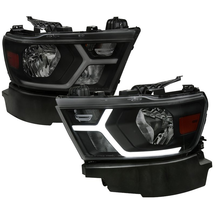 Spec-D Tuning Headlight Assembly 2LH-RAM1915SM-G3-RS Smoke Lens; ABS Plastic Matte Black Housing; DOT/SAE Approved; Use Stock Bulbs; Set Of 2