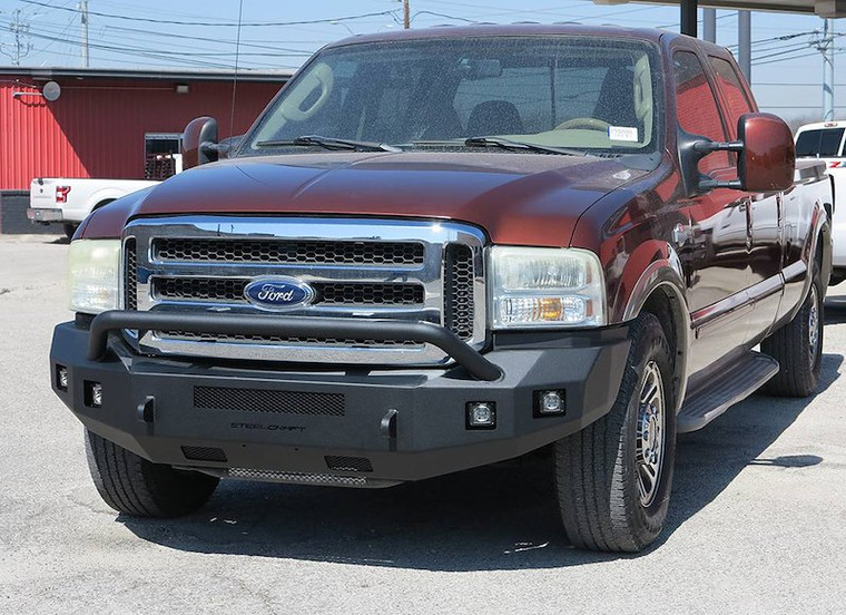Steelcraft Bumper 71-11300HP Fortis; One Piece Design; Direct Fit; Mounting Hardware Included; With Bull Bar; Without Winch Mount; With D-Ring Mount; Matte Black; Powder Coated; Steel