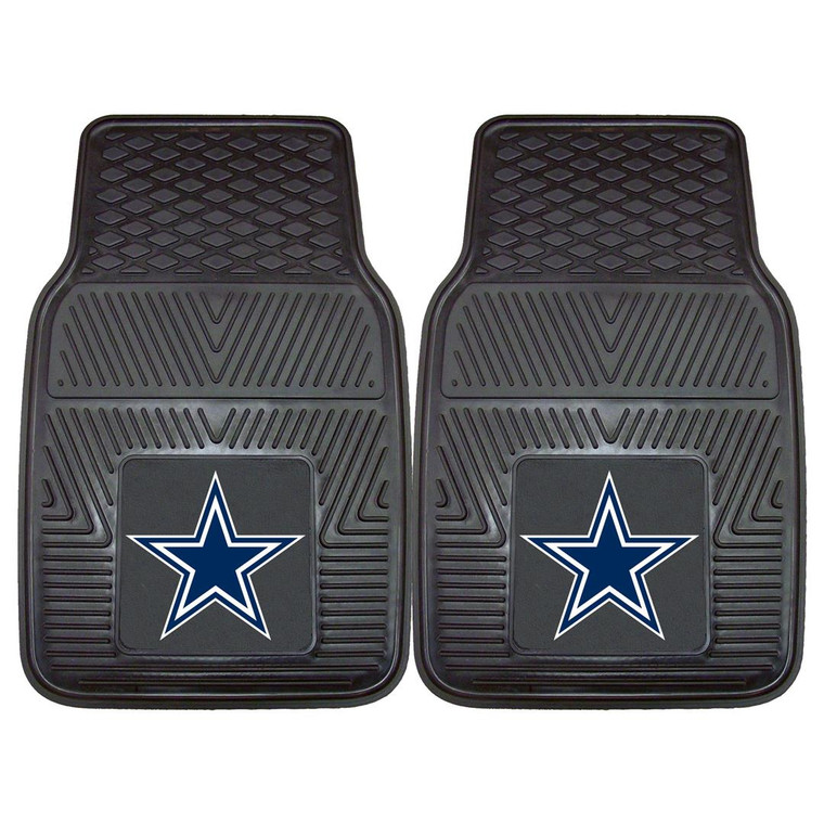 Fan Mat Floor Mat 8274 Universal 27 Inch Length x 17 inch Width; NFL Dallas Cowboys Logo; Black; Vinyl; Set of 2; Front