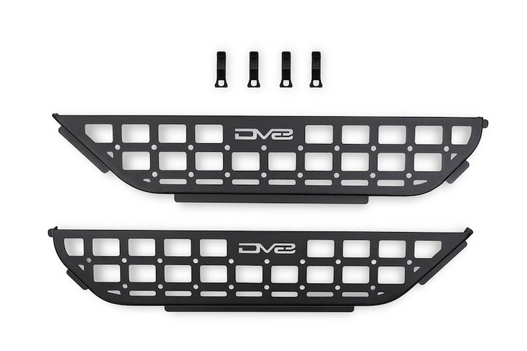 DV8 Offroad Molle Cargo Panel MPJL-07 MOLLE; Front Door Mount; Slim Design; Snap-In Design; Powder Coated; Black; Steel; Set Of 2