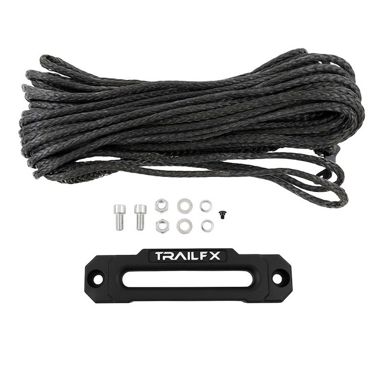 TrailFX Winch Cable WXV007 XV95 Series; 9500 Pound Capacity; 8.4 Millimeter Diameter x 94 Foot Length; Synthetic Rope; With Hawse Fairlead; Replacement For XV Series Winches