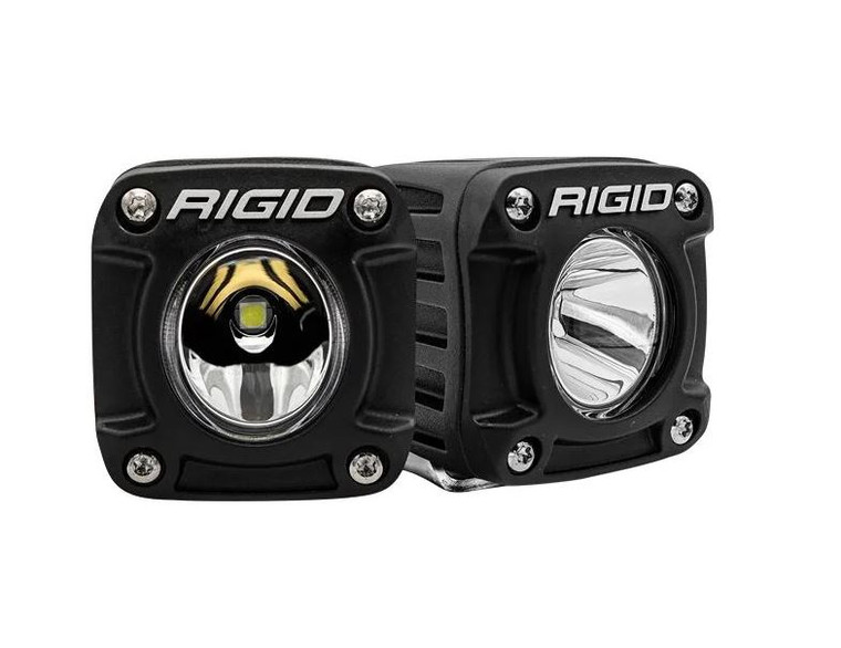 Rigid Lighting Driving/Fog Light 490613 Driving/Fog Light; Revolve; LED Bulb; 2.3 Inch Square; Spot Beam; 2106 Raw Lumens; Clear Lens; Black Aluminum Housing; Surface Mount; Set Of 2; With Mounting Brackets/Mounting Hardware And White Backlight