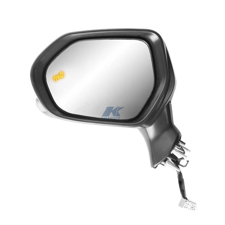 Fits 2018-2024 Toyota Camry K-Source Exterior Mirror 70738T OEM Replacement; Single; Textured Black With Chrome Trim; Electric; Foldaway; With Heated Mirrors; With Turn Signal Indicators