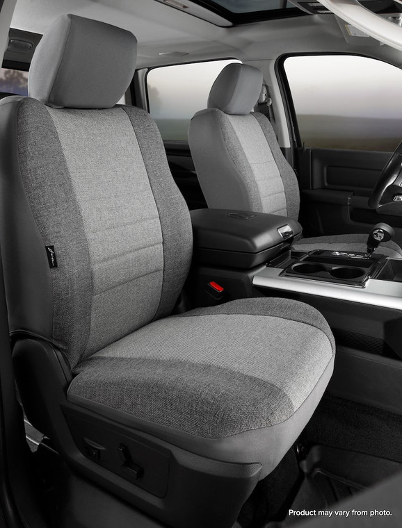 Fia Seat Cover OE38-33 GRAY Oe; Bucket With Adjustable Headrests; Original Equipment OE Standard Fabric; Light Gray Center With Dark Gray Side Panels; Set of 2
