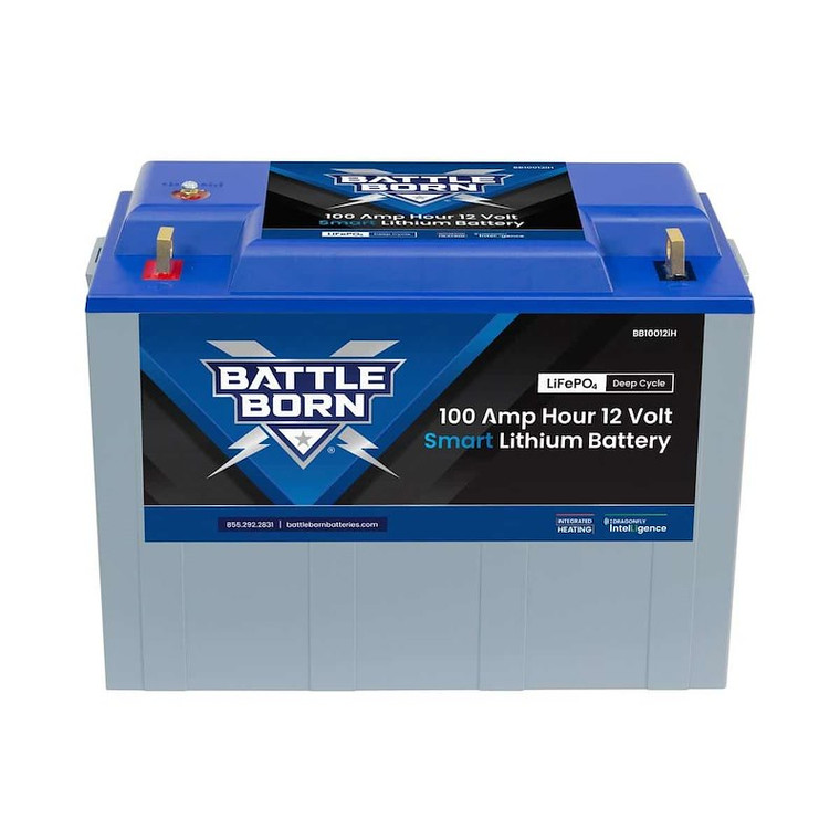 Battle Born Batteries Battery BB10012IH Group 31; 12 Volt; 720 Cold Cranking Amps; Top Terminals; Lithium; Deep Cycle Battery; 100 Ampere Hour Capacity; Built In Heat And Smart Dragonfly IntelLigence Technology; 12.76 Inch Length; 6.86 Inch Width