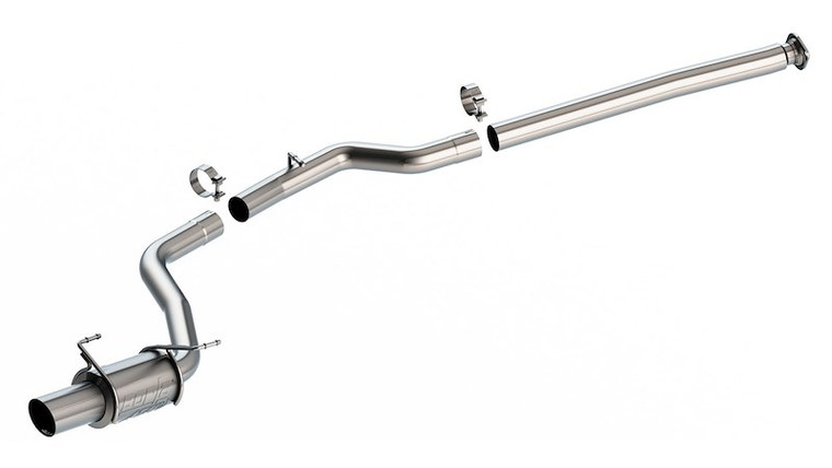 Fits 2022-2024 Subaru WRX Borla Exhaust System Kit 140931 ATAK Series Cat Back System; T-304 Stainless Steel; With Muffler; 3 Inch Pipe Diameter; Single Exhaust With Single Exit; Rear Exit; 4-1/2 Inch Brushed T-304 Stainless Steel Tip