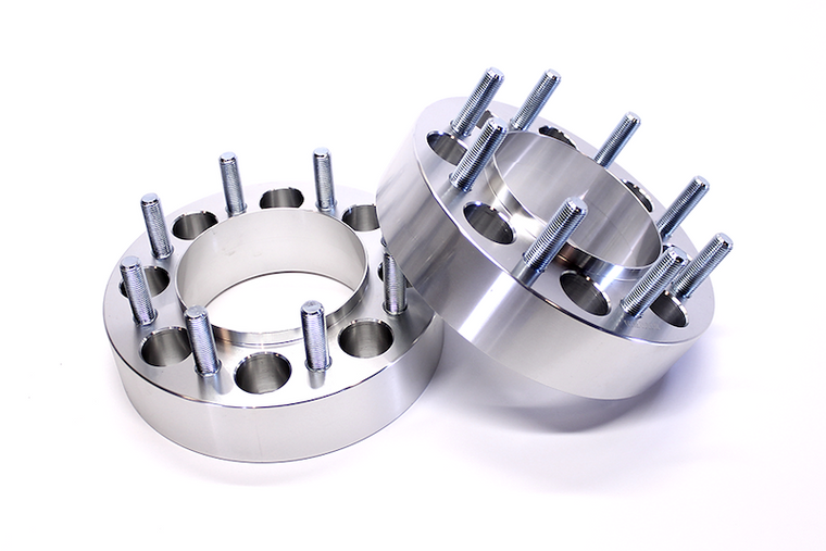 Southern Truck Wheel Spacer 95013 8 x 170 Millimeter Bolt Pattern; Use With OE And Aftermarket Style Wheels; 2 Inch Thickness; Slide Over Mount; Silver; T6061 Billet Aluminum; Set Of 2; With Lug Nuts And Wheel Studs