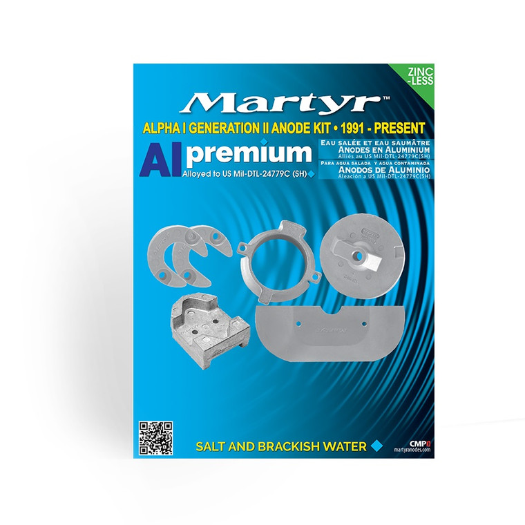 Martyr Anodes Marine Anode Kit CMALPHAKITA For Use In Salt And Brackish Water; Fits Alpha I Generation II Engine 1991 To Present; Aluminum; With Six Anodes