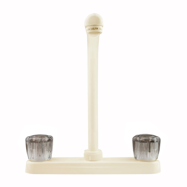 Dura Faucet Hi-Rise Spout | Bisque Parchment Plastic Brass | 2 Smoked Acrylic Knob Handle