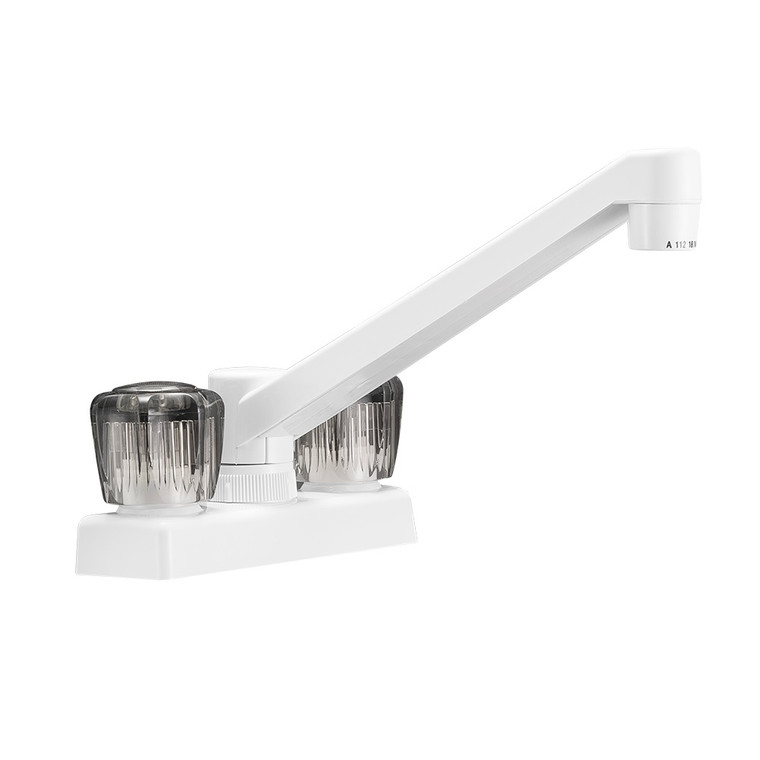 Elegant White Kitchen Faucet | 8 Inch Spout & Dual Crystal Knobs | Premium Lightweight Design