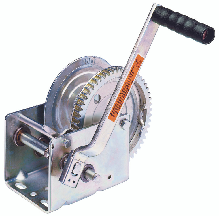 Heavy Duty Two Speed Hand Operated Boat Winch | 2000 lb Capacity | Zinc Plated | Reversible Ratchet