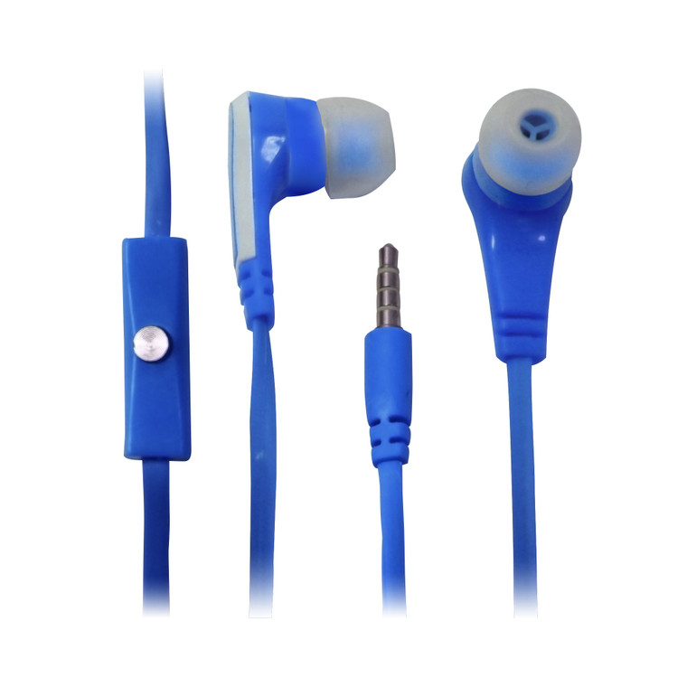 Blue Earbuds | For Most Smartphones/ Tablets/ Laptops | 4ft Wire | With Mic