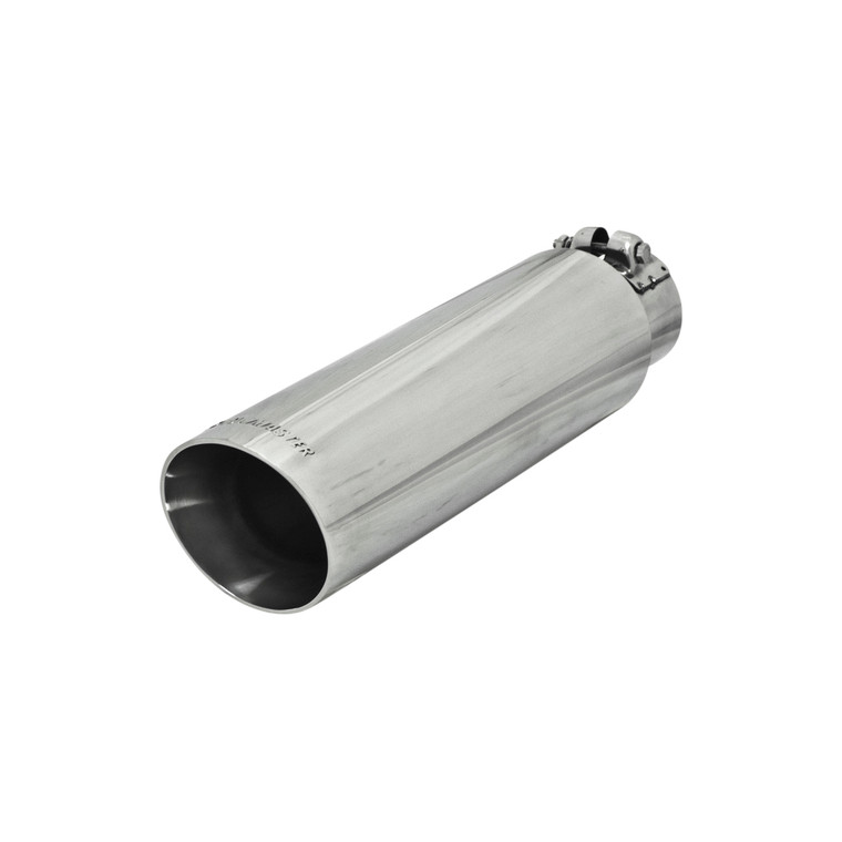 Flowmaster Polished Stainless Steel 2-1/2 Inlet 3-1/2 Outlet Exhaust Tip | Angled Cut, Double Wall, Flowmaster Logo, Easy Clamp-On Installation