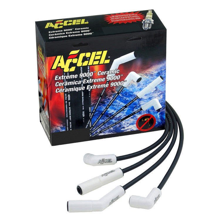 ACCEL Ignition Extreme 9000 Series Spark Plug Wire Set | Pre Assembled with Ceramic Boots | High Temp Silicone | Ferro-Spiral  Core | 500 Ohms Resistance