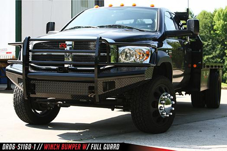 Ultimate Protection | Fab Fours Black Steel Bumper for Dodge Ram | Direct Fit, Full Replacement, Gloss Black, Mounting Hardware Included