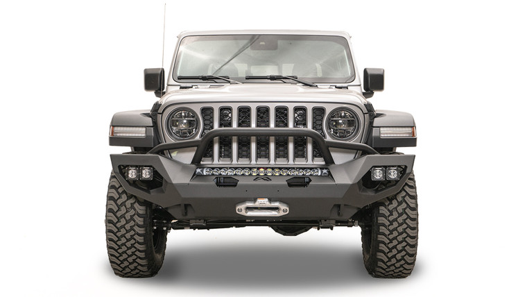 Enhance Your Jeep Adventure | Fab Fours Bumper | Matrix Series | Fits 2018-2023 Jeep Gladiator JT, Wrangler JL | Aggressive Design | More Tire Clearance | Winch Mount Included