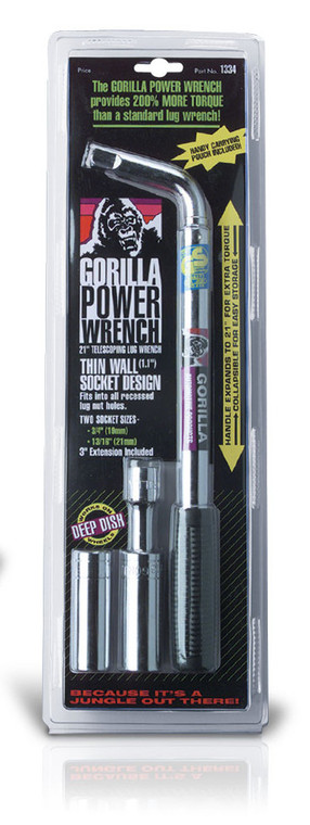 Gorilla Lug Nut Wrench | Telescoping Handle, 1/2 Inch Power Wrench, 14-21 Inch Length, Steel, Chrome Plated