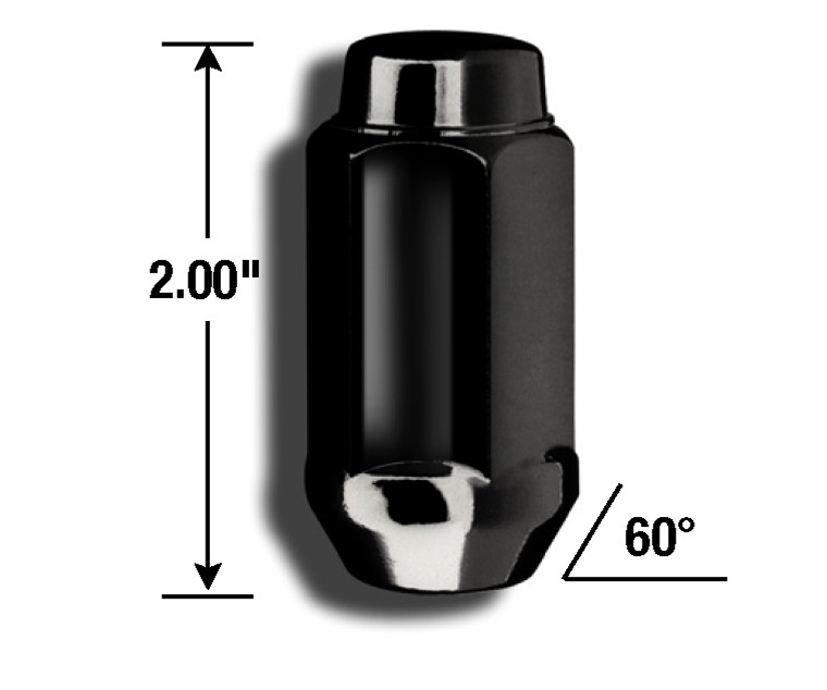 Gorilla Duplex Acorn Black Chrome Lug Nut | 14x1.5 Thread | 7/8 Inch Hex | Steel | 2 Inch Length