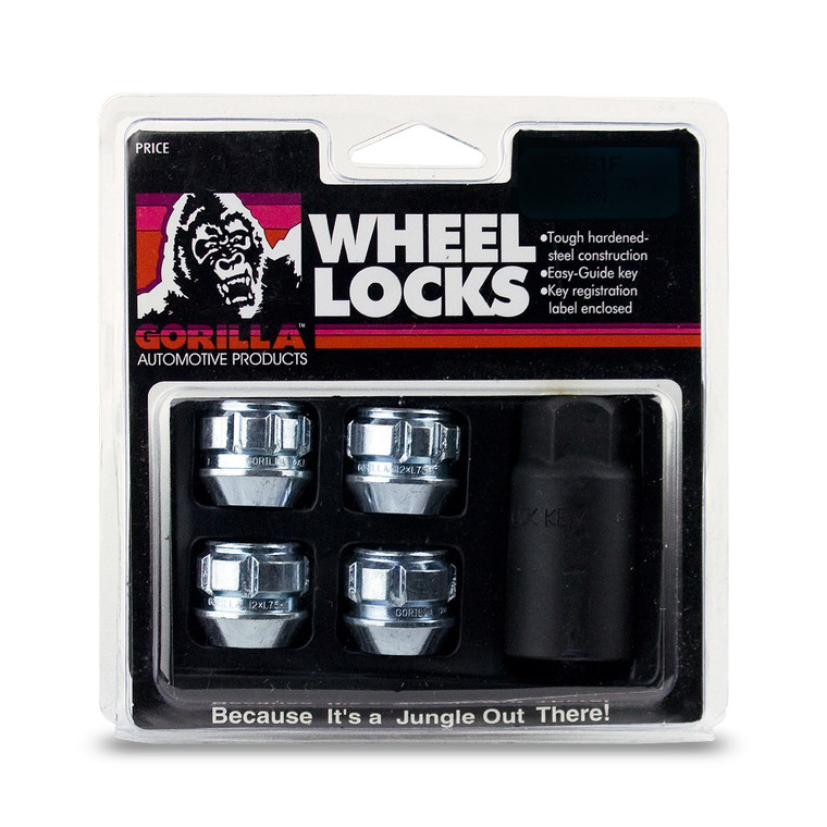 Gorilla Wheel Locks | 12x1.5 Thread | Acorn Open End | Pack of 4 | Chrome Plated