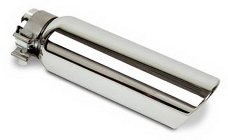 Go Rhino Chrome Plated Stainless Steel Exhaust Tip | Angled Cut | Rolled Edge