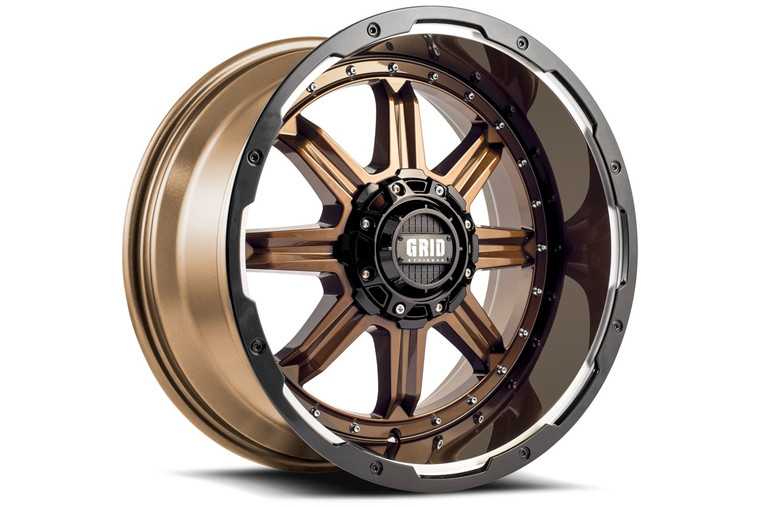 Upgrade Your Toyota Tundra with Grid Wheels | Gloss Bronze Finish 18x9 Wheel with Black Lip - Single Piece Cast Aluminum Construction